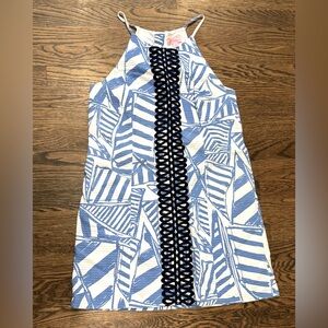 Lilly Pulitzer size 10 Annabelle Shift Dress Bay Blue White  Boats Halter